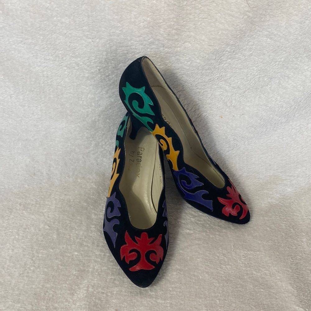 Vintage Paradox By Zalo Leather Color Block Heels Pumps size 6.5